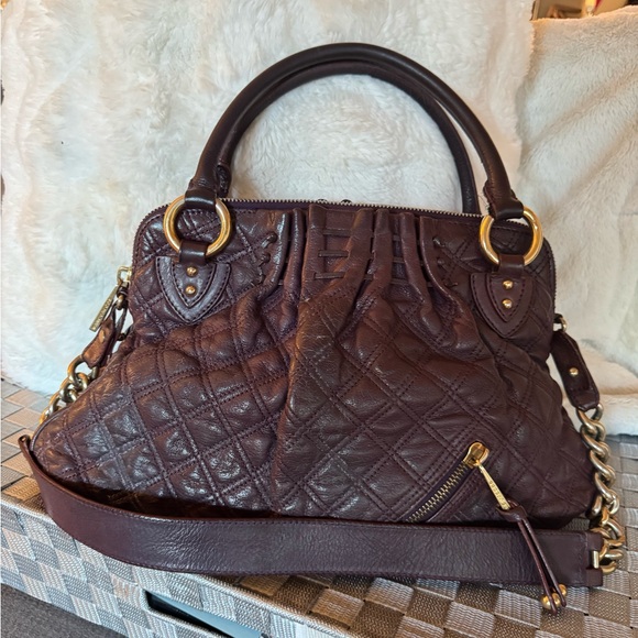 Marc Jacobs Quilted Burgundy Leather Shoulder Bag - Picture 1 of 10